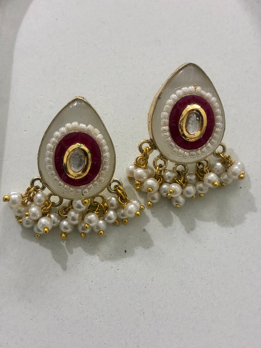 Dua Stone and Brass Earrings