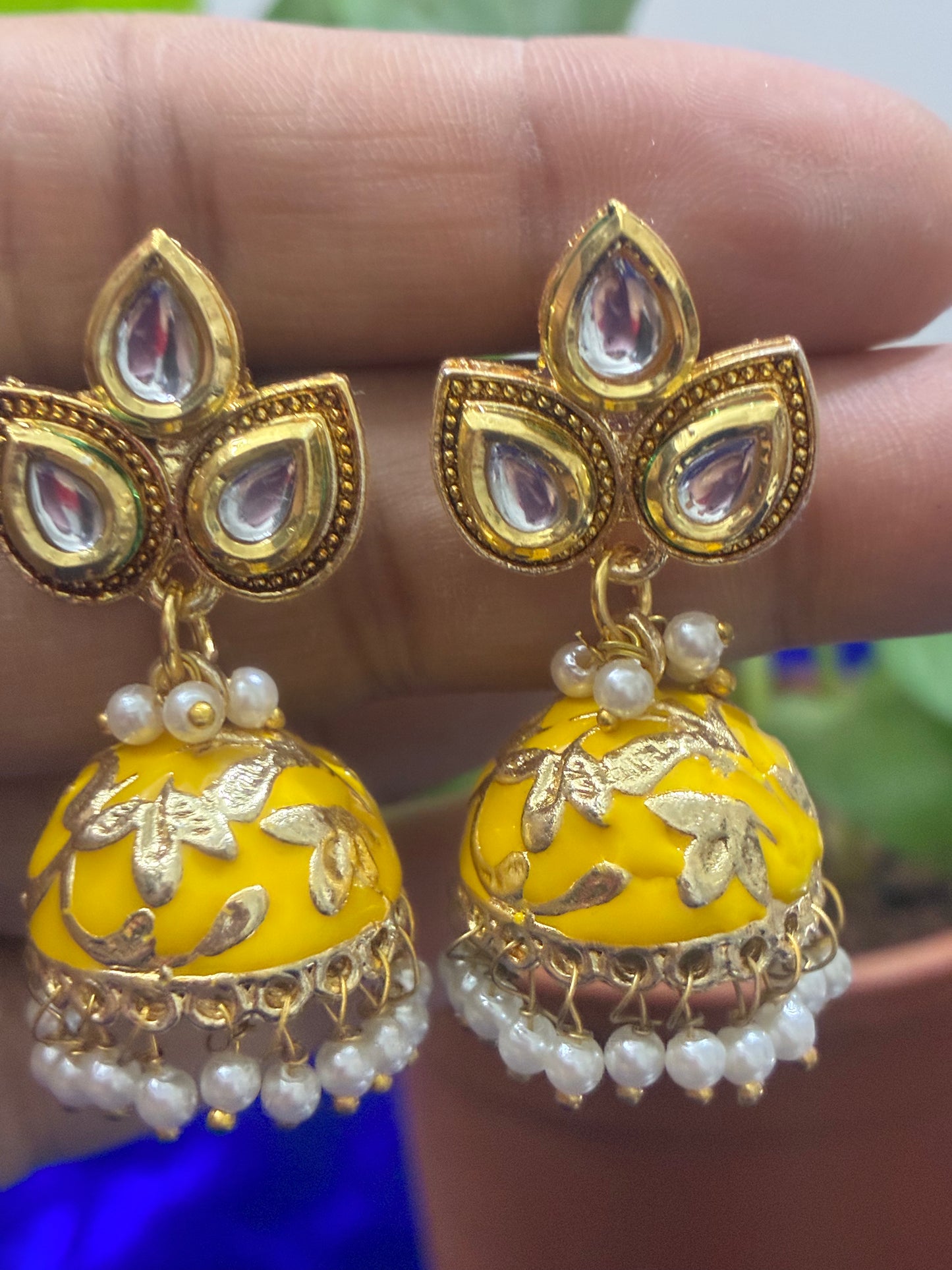 Meenkari Kundan Jhumki