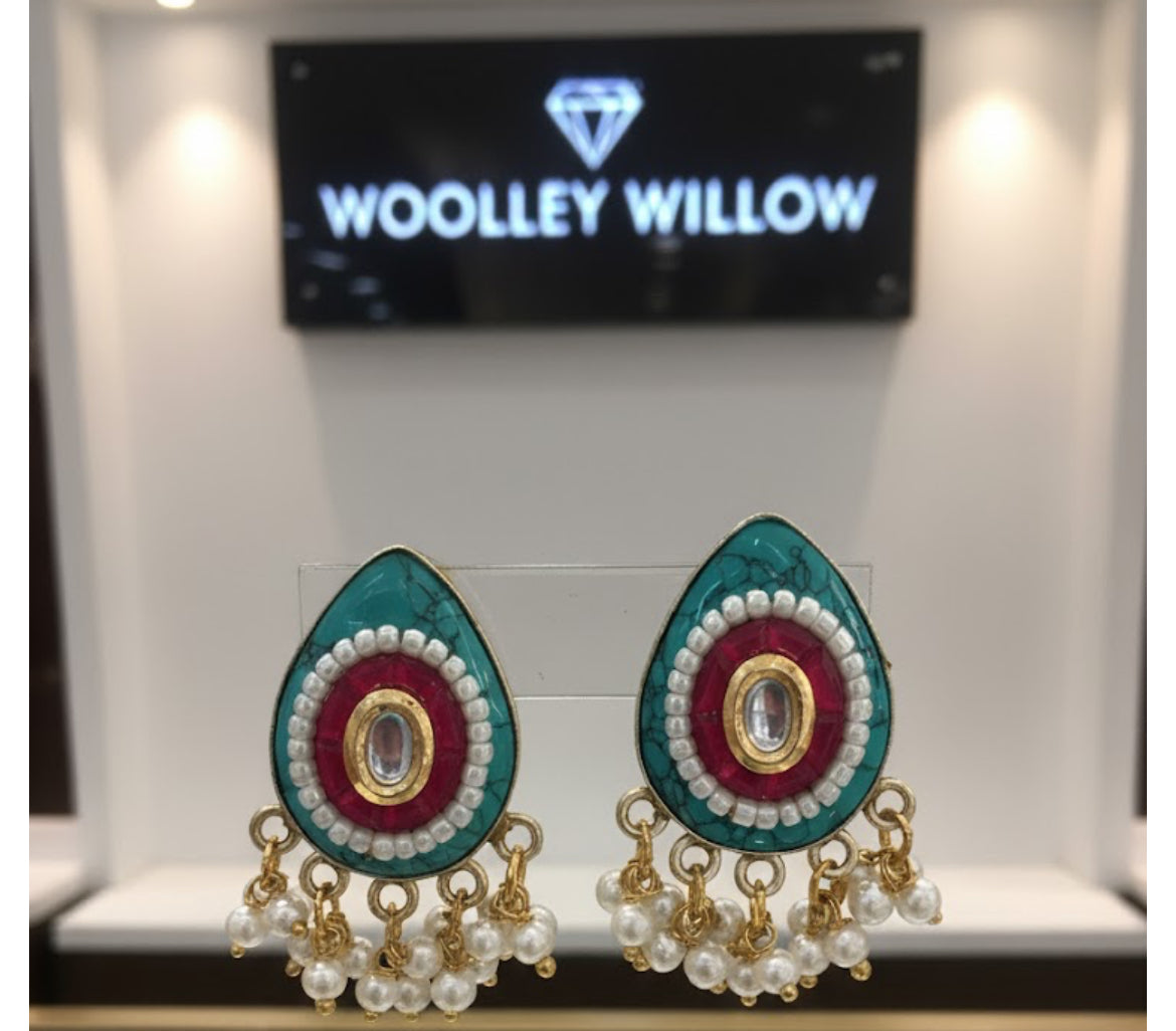Dua Stone and Brass Earrings