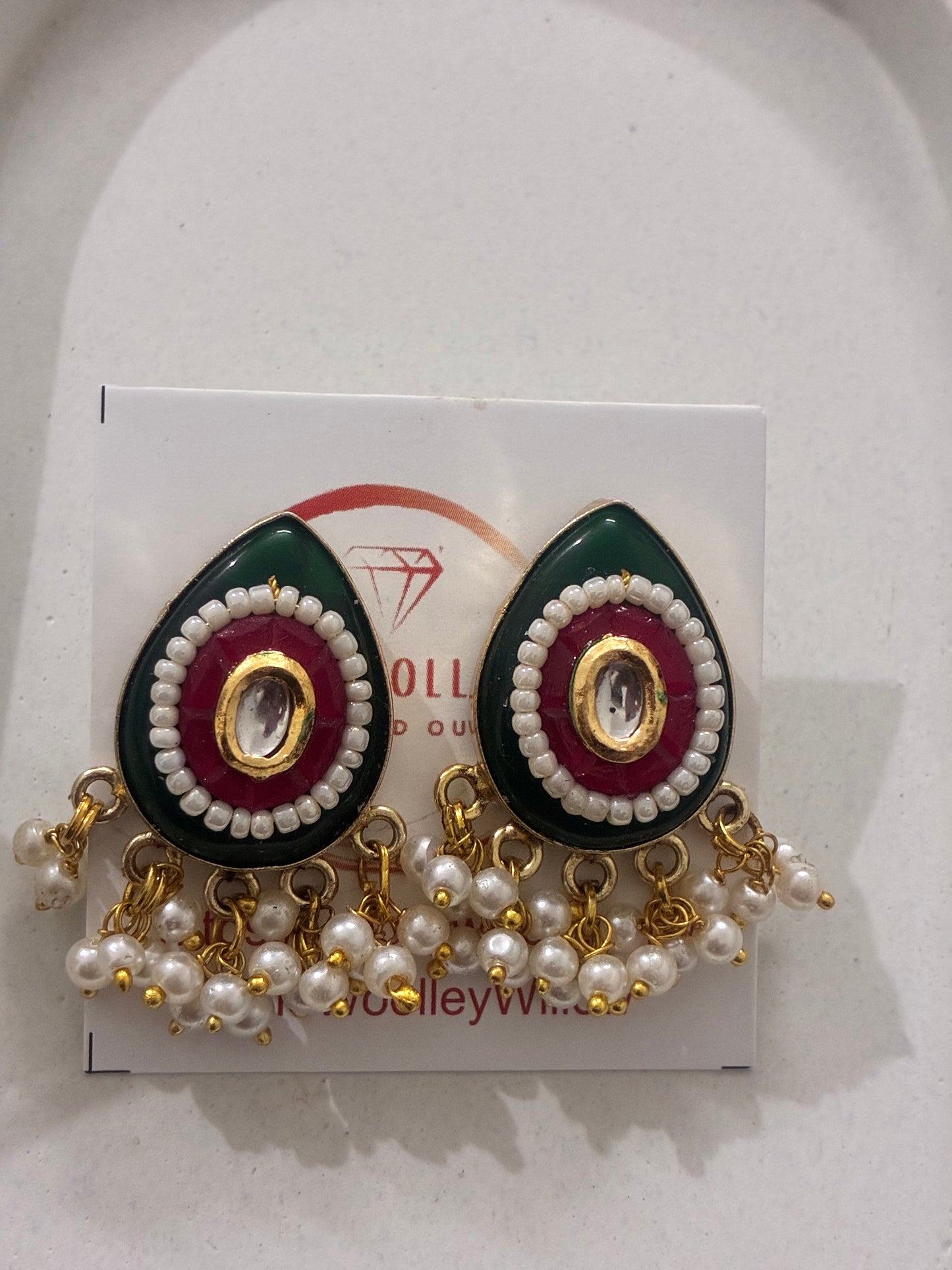 Dua Stone and Brass Earrings