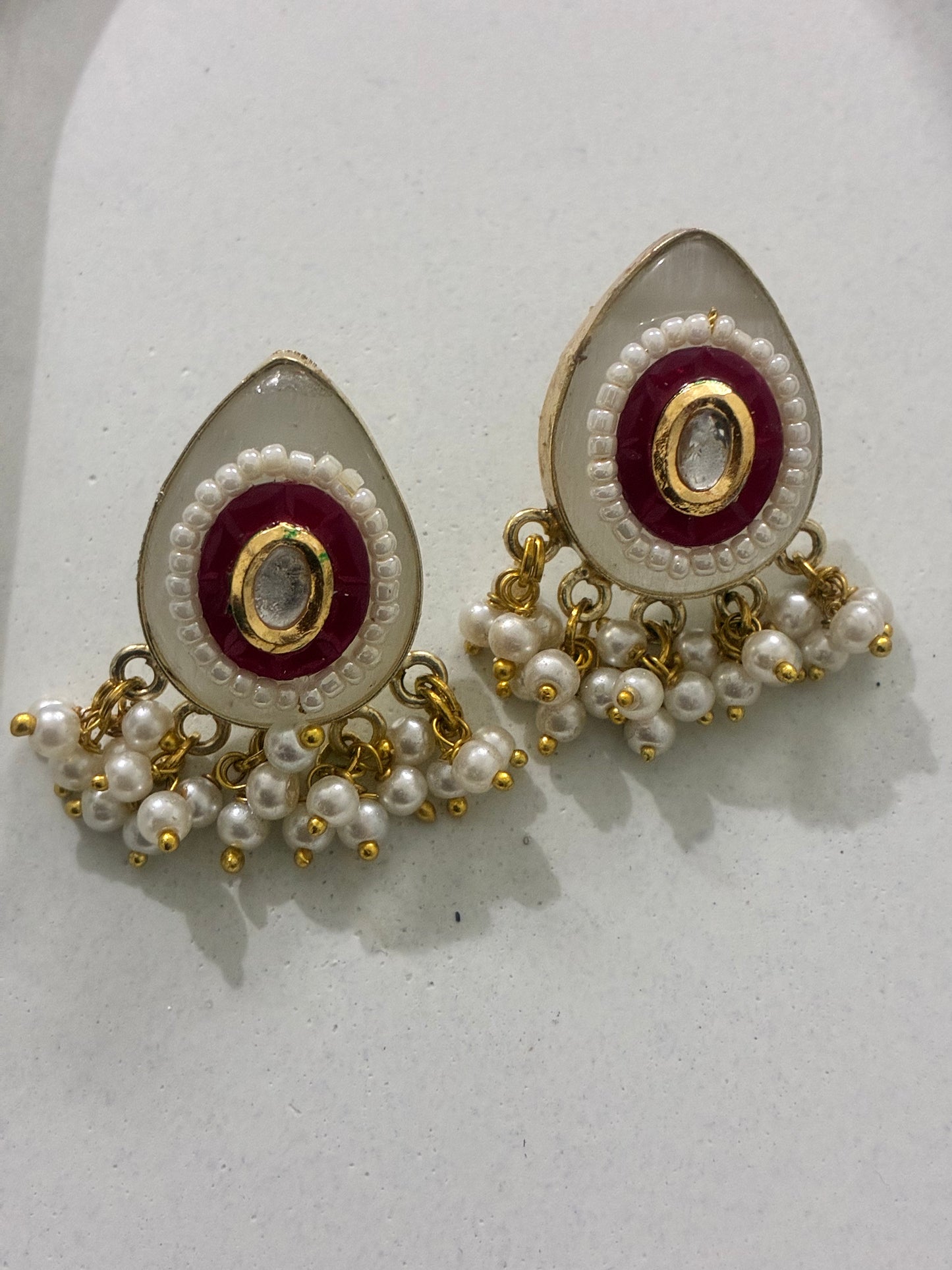 Dua Stone and Brass Earrings
