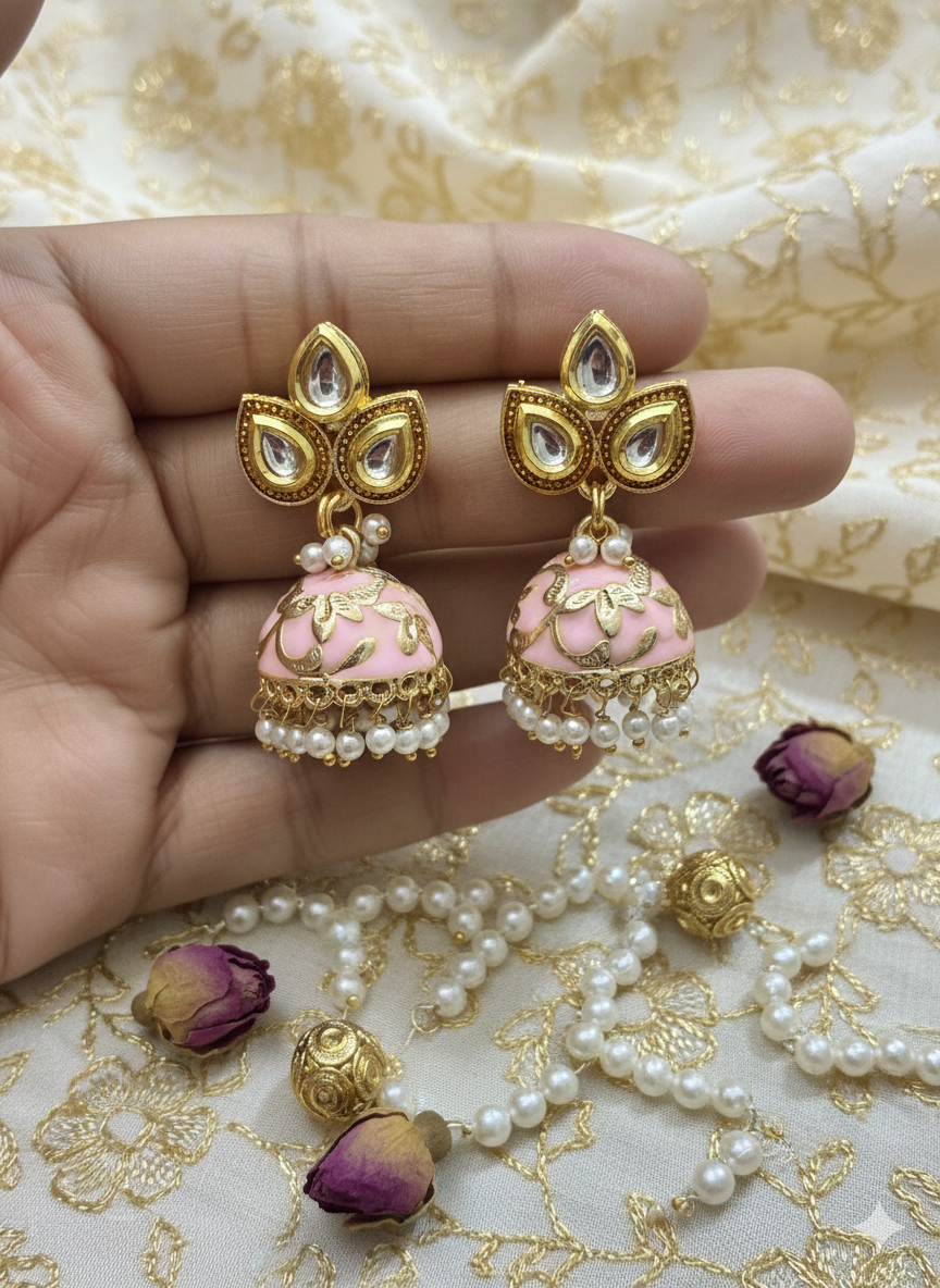 Meenkari Kundan Jhumki